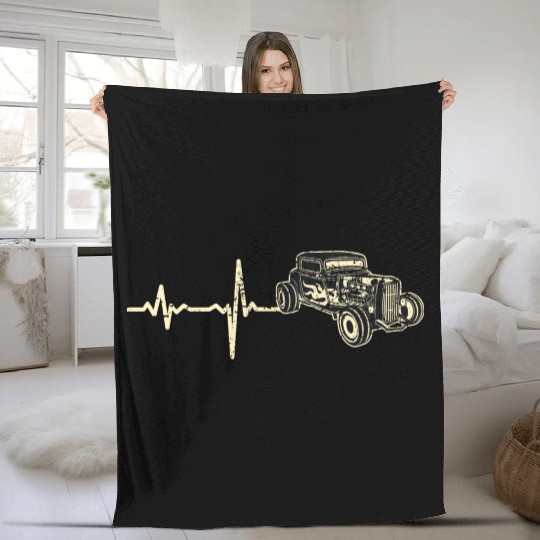 gift heartbeat hot rod hotrod Fleece Blankets