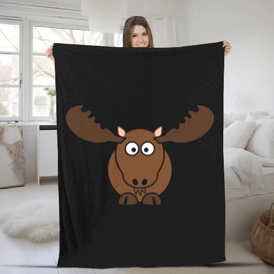 Elk Deer Moose Head Hunter Comic Gift Present Fleece Blankets