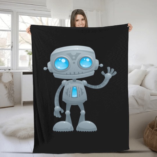 Waving Robot Fleece Blankets