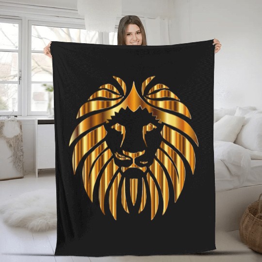 Gold Lion Design Fleece Blankets