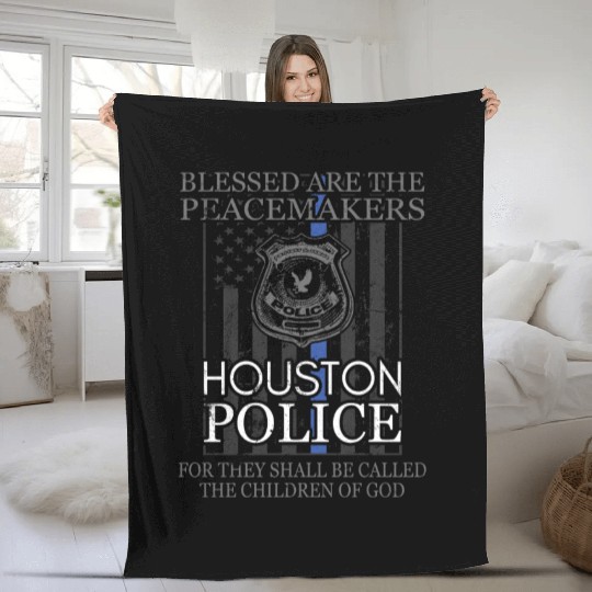 Houston Police Support Saint Michael Police Officer Prayer Fleece Blankets