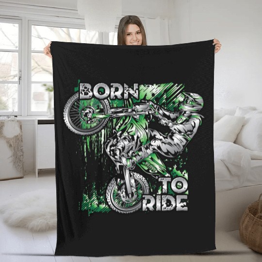 Supercross Born To Ride Fleece Blankets