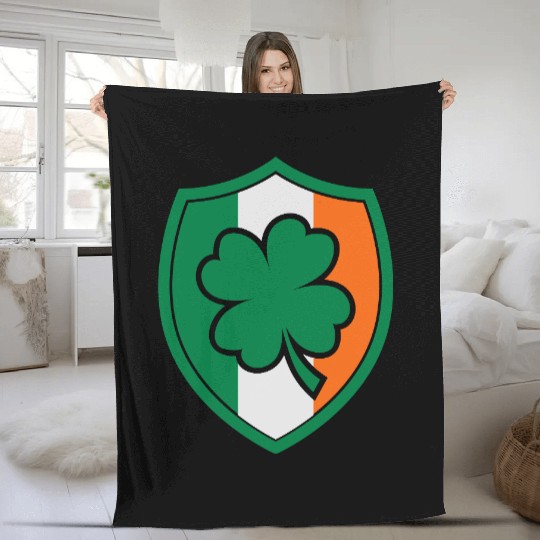 Ireland Flag - Irish - Ire -St Patricks day-Clover Fleece Blankets