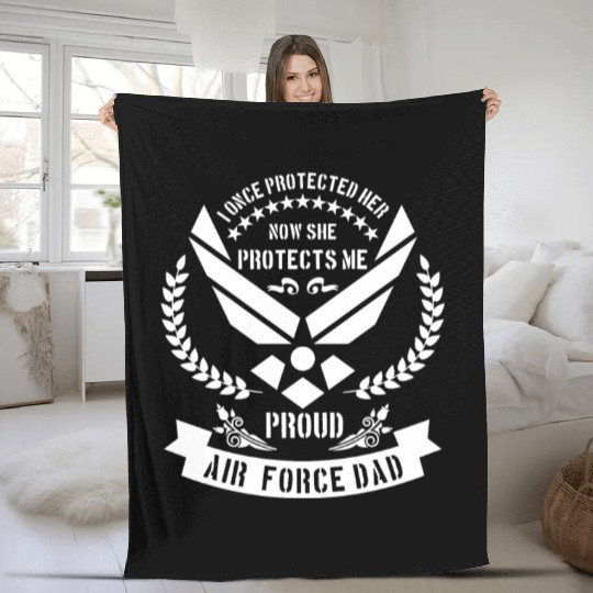 Proud Air Force Dad - USA military Fleece Blankets