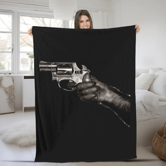 Monkey With Gun Fleece Blankets