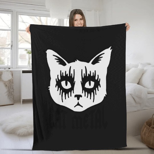 cat metal Fleece Blankets