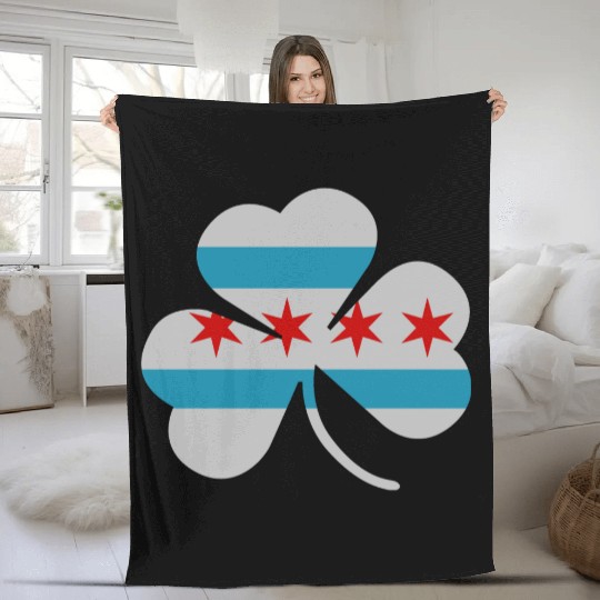 Irish Chicago Flag Shamrock Fleece Blankets