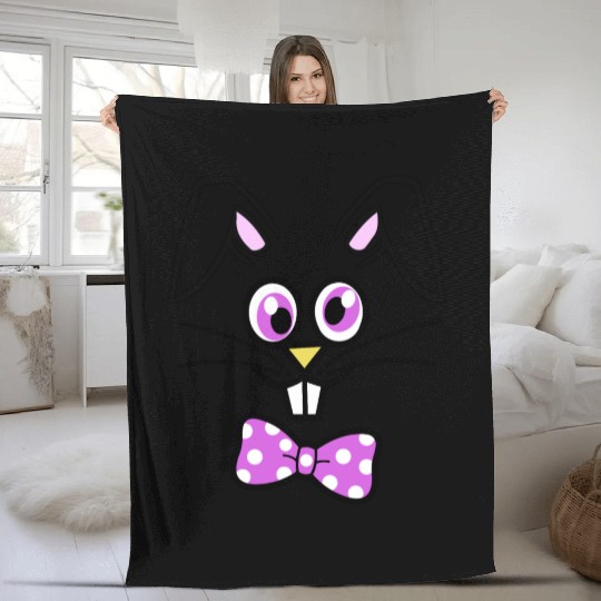 Cute Bunny Face Happy Easter Fleece Blankets