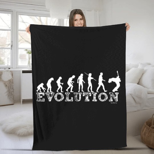 Evolution Guitar Band Electric Bass Rock Acoustic Fleece Blankets