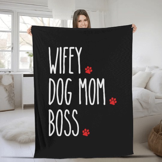 Wifey Dog Mom Boss Fleece Blankets