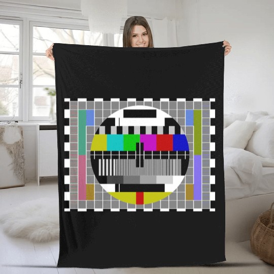 TV Video Test Pattern Screen Fleece Blankets