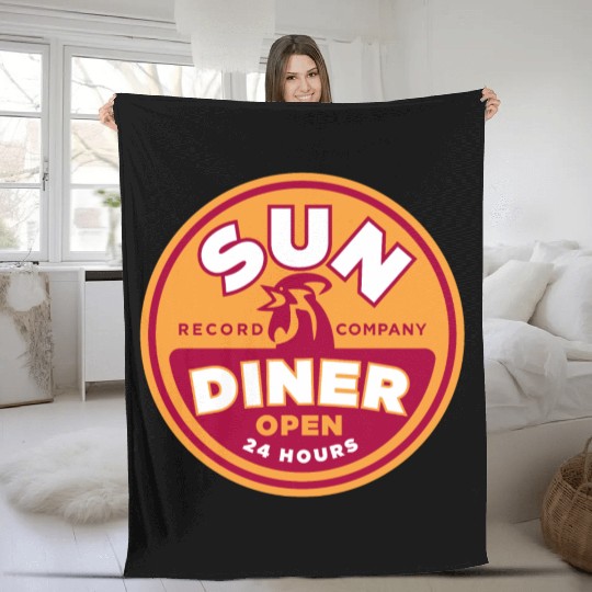 Sun Diner Record Rooster Fleece Blankets