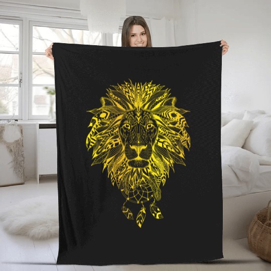 Gold Lion Fleece Blankets