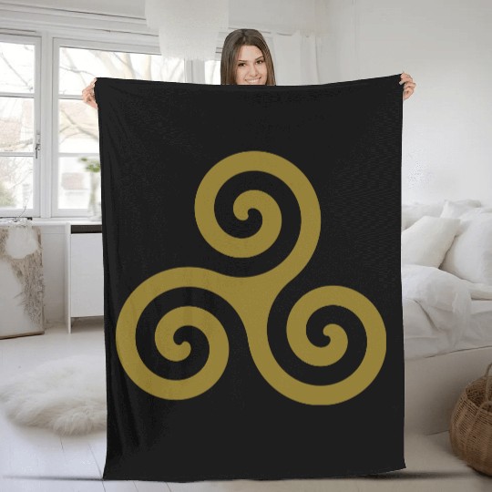 Karma Triskelion Swirl Gold Metallic Ink Fleece Blankets