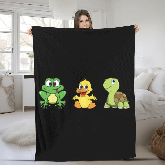 Frog Ducklings Duck Turtle Fleece Blankets