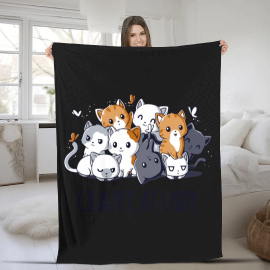 Crazy Cat Lady Fleece Blankets