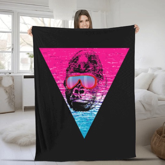 Cool Monkey Ape Gorilla sunglasses gift idea Fleece Blankets
