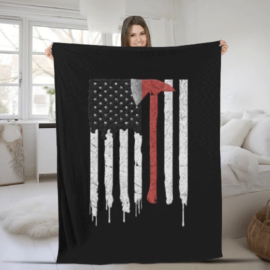 Firefighter Dad Father Thin Red Line Election Gift Fleece Blankets