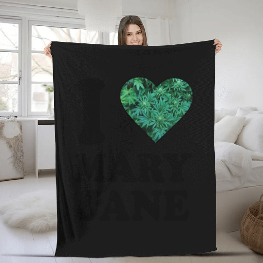 I love mary jane weed hanf 420 gift ganja cannabis Fleece Blankets