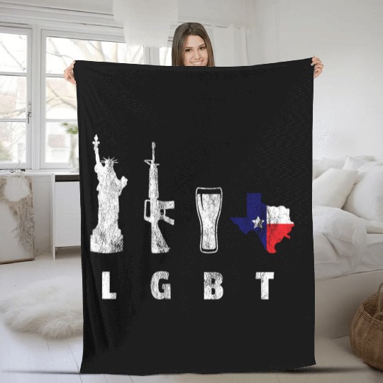 Liberty Guns Beers Texas Support LGBT Fleece Blankets