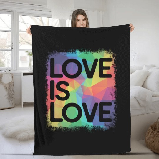Love is Love Geometric LGBT Gay Pride Fleece Blankets