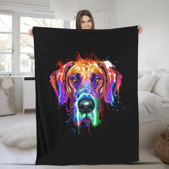 Great Dane Splash Art Fleece Blankets