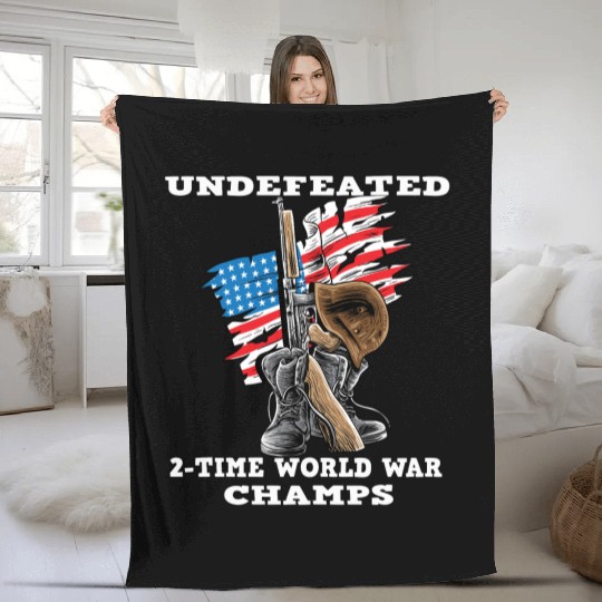 Undefeated World war 2 veteran Fleece Blankets