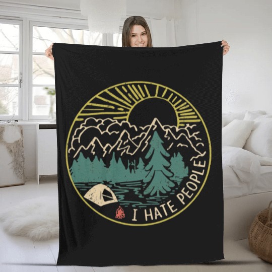 I hate people camping hiking Fleece Blankets