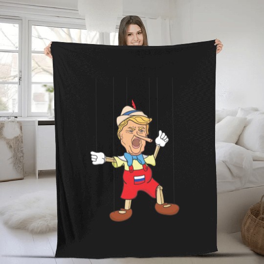 Trump Lying Pinocchio Fleece Blankets