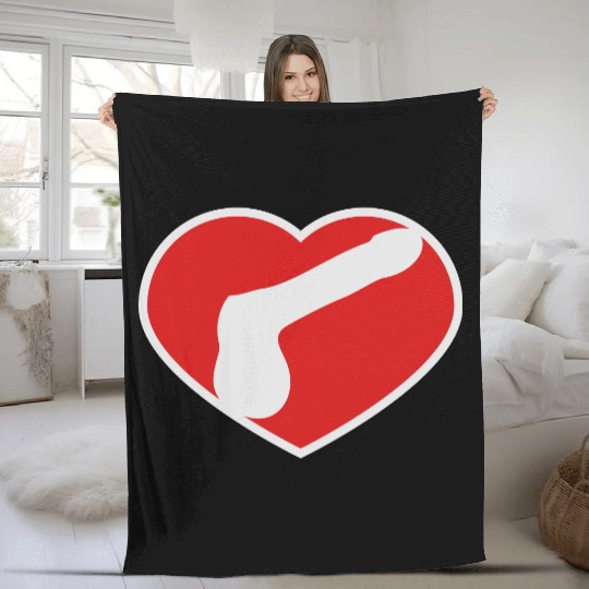 logo i love heart gay gay cock lover penis big man Fleece Blankets
