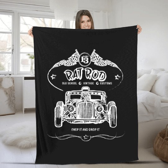 Rat Rod, Hot Rod Fleece Blankets