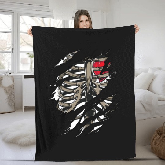 Rib Zombie Rib Cage Showing Skeleton Halloween Scary Light Fleece Blankets