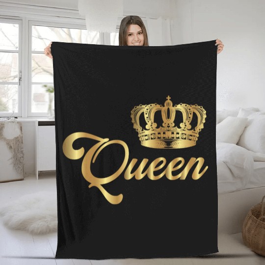 Crown Crowns King Queen JGA Wedding Bride Groom Pr Fleece Blankets