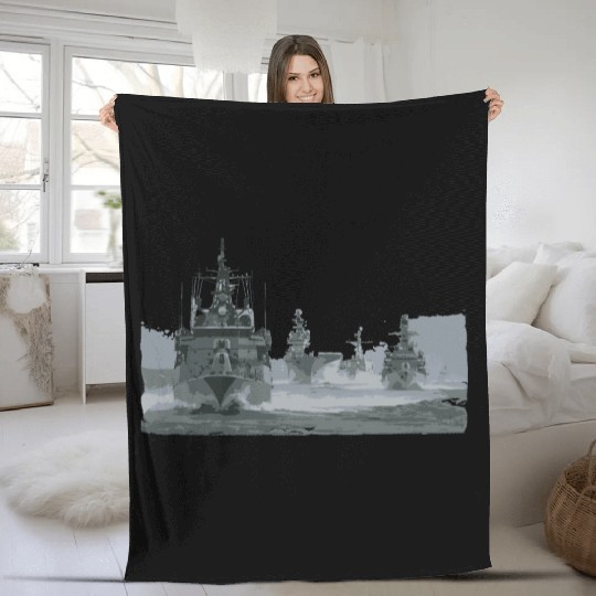 Navy ship Fleece Blankets