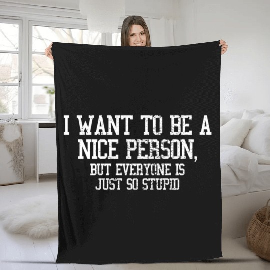 Stupid people Fleece Blankets