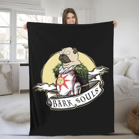 Bark Souls Fleece Blankets - Pug Solaire - Dark Souls