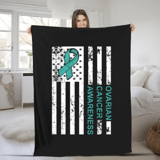 USA Flag Ovarian Cancer Awareness Fleece Blankets