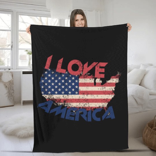 I LOVE AMERICA Fleece Blankets