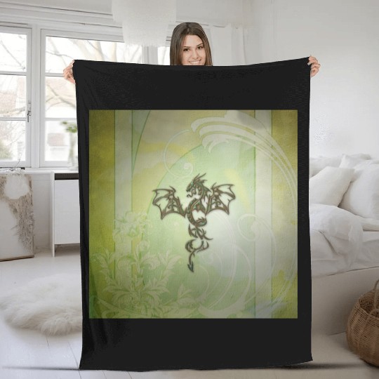 Awesome chinese dragon green colors Fleece Blankets