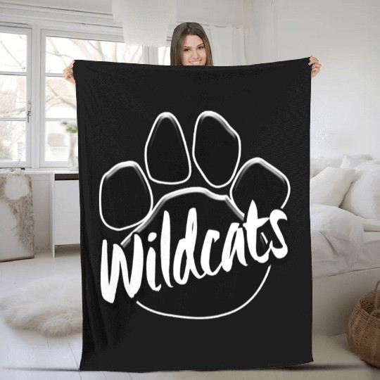 Wildcats Paw Print Mascot School Pride Fleece Blankets