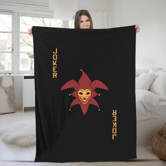 Joker Playing Card Fleece Blankets