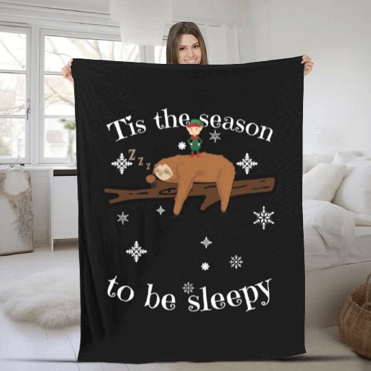 Sloth Late Sleepers Christmas Sleep Sleepy Lazy Fleece Blankets
