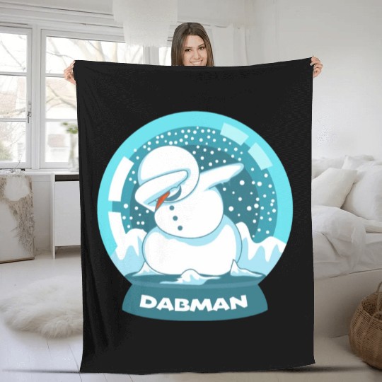 Dab Dabbing Snowman Dancing Snow Globe Christmas Fleece Blankets