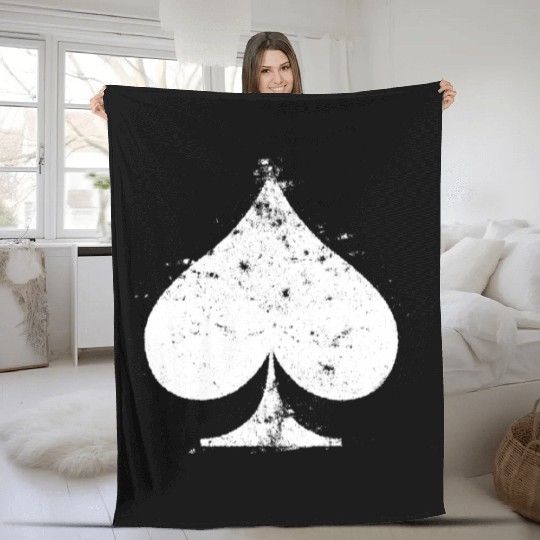 White Used Ace of Spade Fleece Blankets