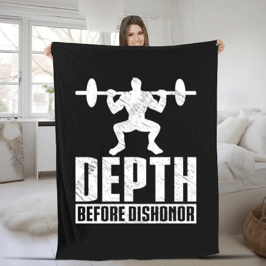 Depth Before Dishonor Squat Gym Workout Weights Fleece Blankets