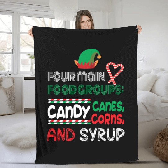 four main food groups candy candy funny elf saying Fleece Blankets