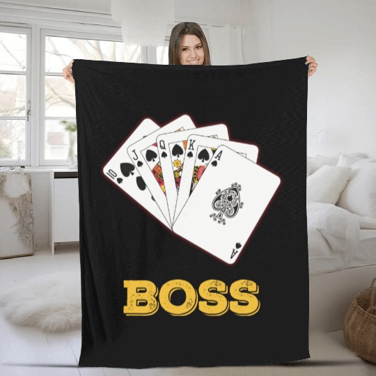 Boss Jack Queen King Ace Funny Gift Fleece Blankets