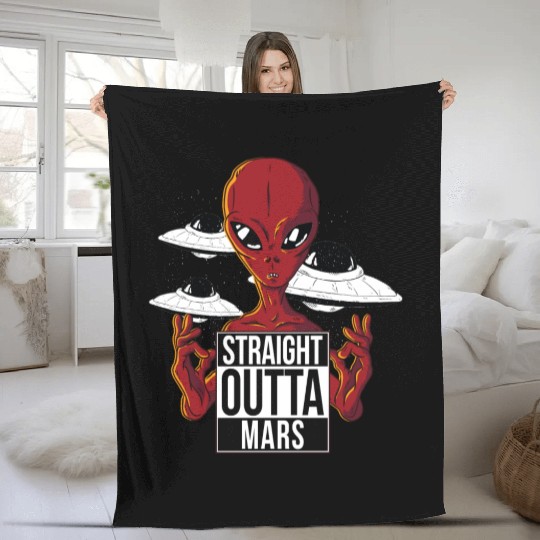Alien straight outta Mars Fleece Blankets