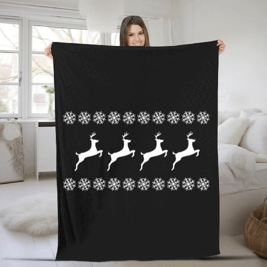 Christmas Reindeer - Xmas Design Fleece Blankets