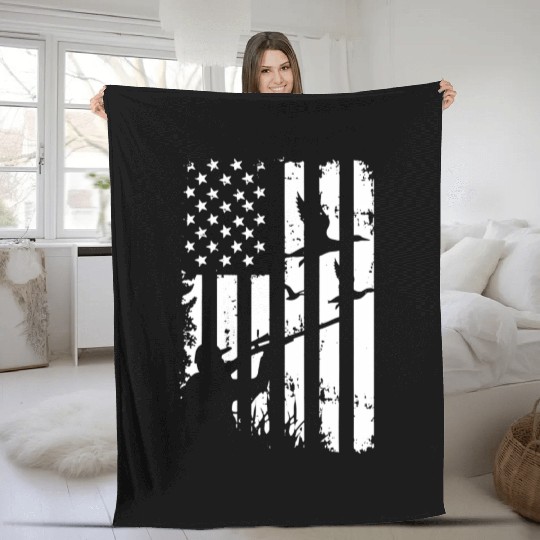 USA Duck Hunting American Hunters Hunt Gifts Fleece Blankets
